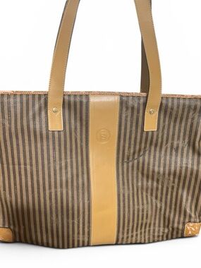 Fendi Pequin Stripe Shoulder Tote Bag